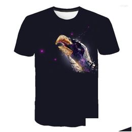 Men'S T-Shirts Mens T Shirts Eagle Shirt Men Summer Casual Short Sleeve Round Neck Hawk 3D Printed Streetwear T-Shirt Cool Black Tops Dhrcy