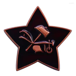 Brooches Russian Hammer And Plough Star Soviet Pentagram Enamel Brooch Pins Badge Lapel Pin Alloy Metal Fashion Jewelry Accessories Gifts