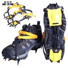 Mountaineering Crampons 1 Pair 10 Studs Anti-Skid Snow Ice Crampons with Carry Bag Mountaineering Climbing Shoes Spikes Grips Cleat Shoes Covers Crampon 231021
