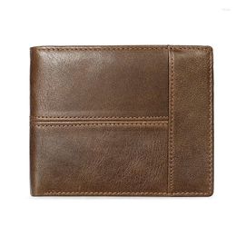 Wallets Vintage Men's Genuine Leather Wallet Po Holder Bank Card Purse For Male Note Compartment Coin Pocket Man