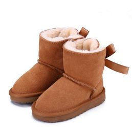Genuine Leather Australia Kids Ankle Winter Snow Boots For Baby Shoes warm ski toddler boot for baby Bailey 1 Bows Size 89