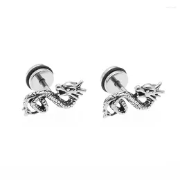 Stud Earrings Classic Punk Animal Dragon Stainlesssteel Men Silver Color Unisex Female Hip Hop Rock Accessories Gift