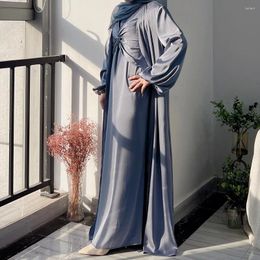 Ethnic Clothing 3 Pieces Set Dubai Abaya Hijab Dress Open Kaftan Kimono Cardigan Women Muslim Jilbab Islamic Turkey Abayas Caftan Robe