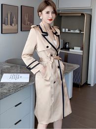 Women' Trench Coat Women' Outerwea Newet 2024 Deigner Fahion Jacket Women Long Sleeve Notched Collar Lion Button Belted Knitted Cardigan Belt Long