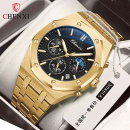 CHENXI 948 Men Stainless Steel Sports Watches Men's Army Military Quartz Wristwatches Chronograph Male Clock Relogio Masculino