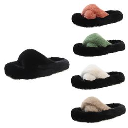 winter slippers women platform slides shoes fur winter snow warm sandals black white khaki fur slippe women shoes size 35-40