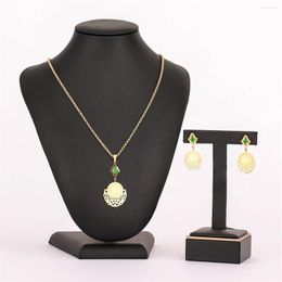 Necklace Earrings Set LUIZADA 2023 Jul Selling Accessory Wedding Jewelry For Women Lace Circle Cock Coin Stainless Steel