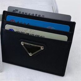 Luxury black credit card holders women mini wallet triangle fashion brand leather canvas men designer pure Colour double sided