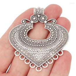 Pendant Necklaces 2 X Tibetan Silver Large Heart Multi Strands Connector Charms Pendants For DIY Necklace Jewelry Making Findings