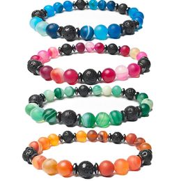 8mm Natural Lava Agate Stone Strands Beaded Bracelets For Women Men Lover Handmade Charm Yoga Energy Jewellery