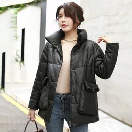 Women's Leather 2023 Haining Autumn And Winter Down Jacket Medium Long Loose Thin Sheepskin Coat