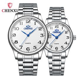 CHENXI 010A Top Brand Fashion Couple Mens Women Business Wristwatch Luminous Stainless Steel Chronograph Quartz Watch
