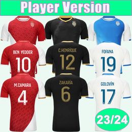 23 24 Monaco Mens Soccer Jerseys FOFANA BEN YEDDER GOLOVIN C. HENRIQUE ZAKARIA M. CAMARA VANDERSON Home Player Football Shirts