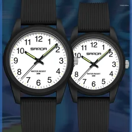 Wristwatches SANDA 6088 6089 Simple Couple Sport Watch Japan Original Battery Quartz Wristwatch Women Men Watches Waterproof Clock Style
