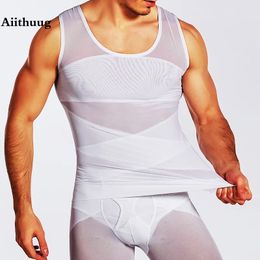 Waist Tummy Shaper Aiithuug Mens Slimming Body Shaper Vest Chest Abdomen Compression Tank Top Belly Hiding Undershirts Shapewear Vest Men 231021