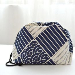 Dinnerware 2 Pcs Practical Lunch Handy Bags Insulated Tote Drawstring Work Japanese Bento Boxes