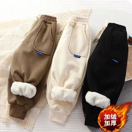 Trousers Baby Plush Pants Autumn Winter Children's Sweatpants Kids Thickened Warm Trousers Toddler Plus Velvet Casual Pants For 2-12Y 231021