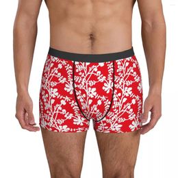 Underpants Plants Print Underwear Red And White Man Customs Breathable Boxer Shorts Quality Brief Plus Size