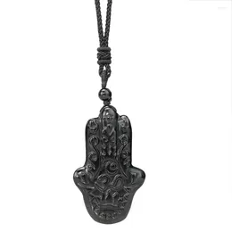 Pendant Necklaces Muslim Mohammed Hand Of Fatima Obsidian Necklace Buddhist Lotus Moon Stars Eye Drusy Quarz Amulet Mascot Charms Jewellery