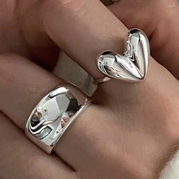 Cluster Rings BF CLUB 925 Sterling Silver Simple Heart For Women Fashion Geometric Vintage Handmade Irregular Ring Party Gifts