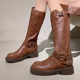 Boots Autumn Shoes For Women 2023 Platform Chunky Heel Women's Thigh High Fashion Causal Buckle But Knee Long Knight