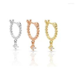 Hoop Earrings 2023 Arrived Fashion Tiny Round Pendant Dangle Earring With Clear Cubic Zirconia Cz Charm Geometric Jewellery Gifts For Women