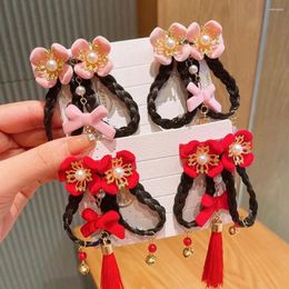 Hair Accessories Grip Headwear Kids Chinese Clips Children Wigs Hairpins Year Flowers