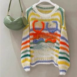 Women designer Sweaters Long Sleeve top Vintage Sweater Woman Winter 2023 Crewneck Wool Rainbow Stripe Knit Pullover Designs Clothing