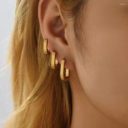 Hoop Earrings 2PC Simple Glossy Oval For Women Men Stainless Steel U-shaped Huggie Punk Unisex Rock Earring Piercing Jewelry