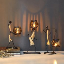 Candles Metal Candle Holders Home Decoration Accessories Dining Room Candleholder Sculptures Abstract Character Art Crafts Candlestick 231021