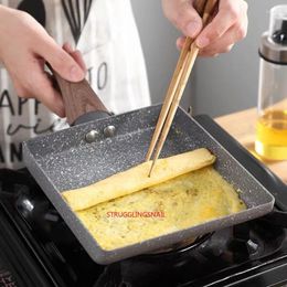 Pans Melaleuca Coat Japanese Aluminium Alloy Tamagoyaki Omelette Pan Non-stick Frying Fry Egg Pancake Pot Cookware 15x18cm