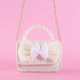 Handbags Kids Plush Purses and Handbags Cute Lace Bowknot Little Girls Princess Messenger Bag Baby Coin Pouch Toddler Purse 231021