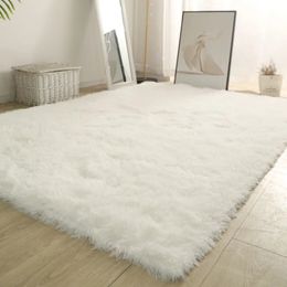 Carpet White Fluffy Hall Carpet Modern Living Room Bedroom Home Decor Large Mats Thickened Non-Slip Girl Children's Room Pink Furry Rug 231021