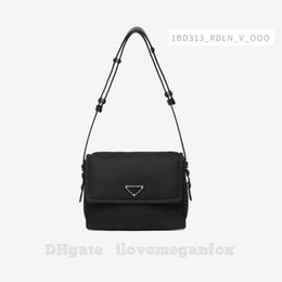 Ladies Cini recycled nylon with small messenger bag Fashion Bags Cross Body Shoulder Bags Black item No. : 1BD313_RDLN_V_OOO