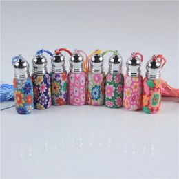 Perfume Bottle 5pcslot 6ml 10ml Glass Perfume Roll on Bottle With Glass And Metal Ball Polymer Clay Roller Essential Oil Bottle Many Patterns 231021