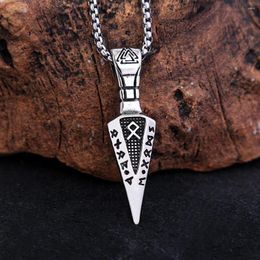 Pendant Necklaces Fashion Retro Viking Rune Spear Punk Hip Hop Stainless Steel Men Woman Amulet Necklace Creative Jewellery Gift Wholesale