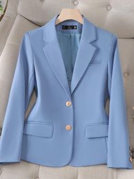 Women's Suits Black Blue Blazers For Women 2023 Fashion Office Ladies Single Button Coats Vintage Casual Long Sleeve Lapel Suit Jacket