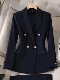 Women's Suits Grey Navy Black Formal Blazer Women Ladies Female Long Sleeve Single Breasted Solid Work Wear Jacket Large Size 4XL