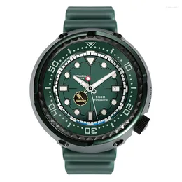 Wristwatches RDUNAE Watches For Men NH35 Movement Automatic Mechanical R1ZK-II Green Titanium Alloy Classic Cetro C3 Luminous Diving Watch