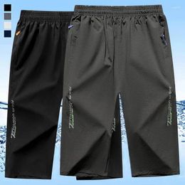 Men's Shorts Men Knee Length Short Pants Outwear Summer Sports Causal Beach Belt String Elastic Waist With Zipper Pockets