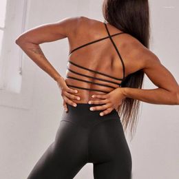 Yoga Outfit Sports Bra Women For Cross Back Fitness Tops Breathable Vest Gym Underwear