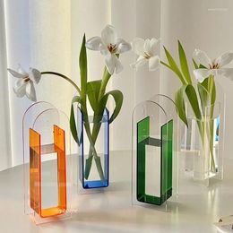 Vases Modern Transparent Acrylic Vase Hydroponics Plant Kawaii Desk Aesthetic Home Decor Living Room Water Raised Flowers