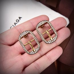 New Design B-Letter WOMEN'S CAGOLE BUCKLE M EARRINGS IN ANTIQUE SILVER Designer Jewellery BBee10266