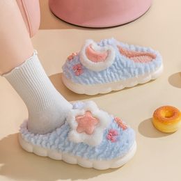 Women causal Slippers designer Winter star moon white orange pink light blue purple non-slip Outdoor Warm indoor Cotton sneakers size 36-41