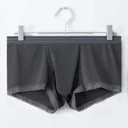 Underpants 1PC Quick Dry Ice Silk Lingerie Boxer Briefs Pouch Panties Shorts Men Ultra-thin Large Space Transparent