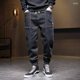 Men's Jeans Men's Streetwear Fashion Men Loose Fit Elastic Spliced Designer Casual Stretch Denim Cargo Pants Hombre Hip Hop Joggers