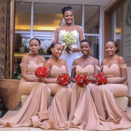 2023 African Sexy Mermaid Bridesmaid Dresses Off The Shoulder Wedding Guest Dress Backless Sweep Train Maid Of Honor Party Gowns