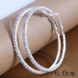 Hoop Earrings Big Round Crystal For Women Bijoux Circle Rhinestone Statement Jewellery Party Gifts