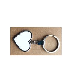 sublimation blank heart shape metal key chains ring hot transfer printing keychains consumables can two sided printing factory price