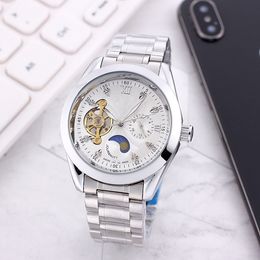 Longin Wrist Watches for 2023 Mens Watches 42mm tourbillon Four needles Automatic mechanical Wastch High quality Top Luxury Brand Fashion Moon Phase Steel Strap